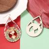 8.1 * 3.7CM Hollow Out Droplet Wooden Animal Deer Christmas Earrings,multicolored,8.1 * 3.7CM view 3