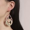 8.1 * 3.7CM Hollow Out Droplet Wooden Animal Deer Christmas Earrings,multicolored,8.1 * 3.7CM view 4
