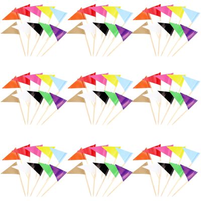 100 Pcs Mix Color Flag Cupcake Topper Sticks, Mini Golf Flags Toothpicks for Fruit Salad Masters Party Decorations