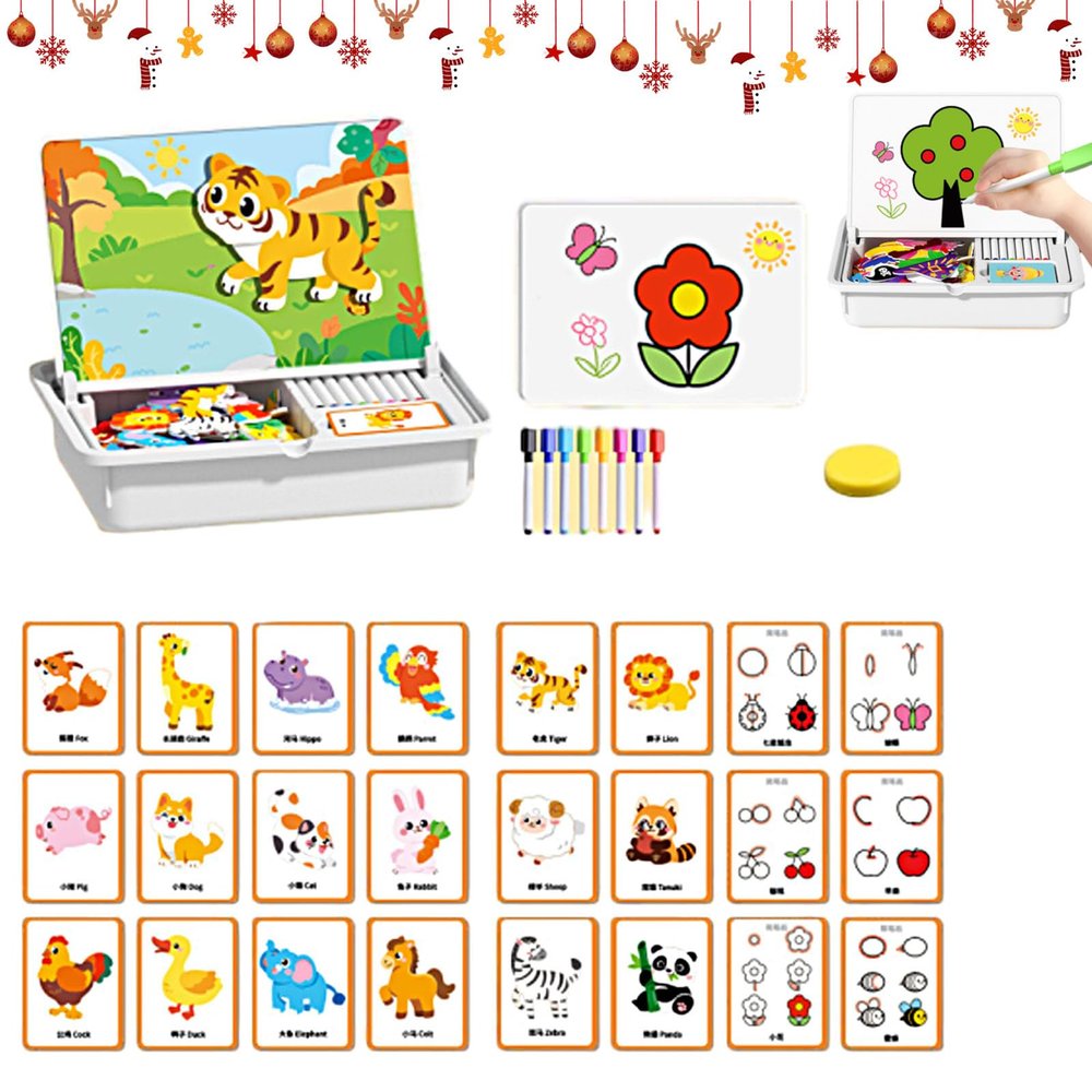 Magnetic Face Puzzles for Toddlers, Magnetic Puzzle Face Dress Up, Educational Facial Expression Learning Puzzle for Kids (Zoo)