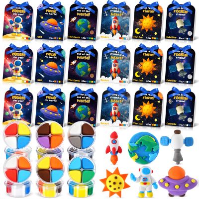 Capoda 18 Sets Outer Space Air Dry Clay Kit for Kids Space Craft Kit Gifts DIY Modeling Clay Art Crafts Set for Kids Party Favors School Prizes Classroom Exchange Gift Toys Fun Activities