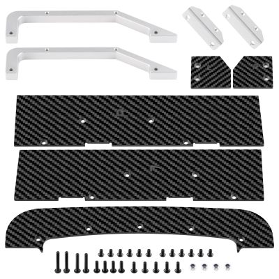 RCLIONS 1set Carbon Fiber Front&Rear Splitter,Chassis Widening Side Skirts for ARRMA Infraction BLX 3S 1/8 Racing Car Upgrade Parts (Silver)