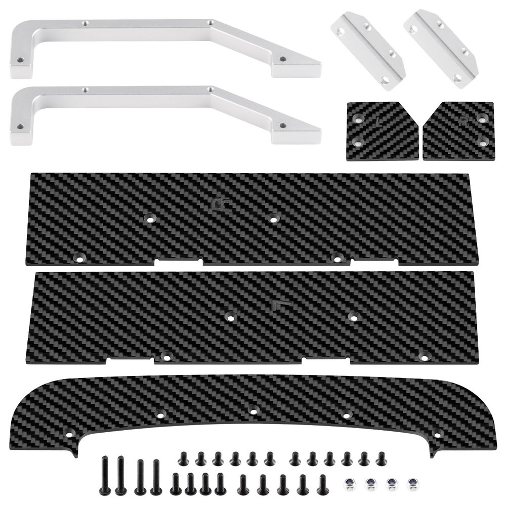 RCLIONS 1set Carbon Fiber Front&Rear Splitter,Chassis Widening Side Skirts for ARRMA Infraction BLX 3S 1/8 Racing Car Upgrade Parts (Silver)