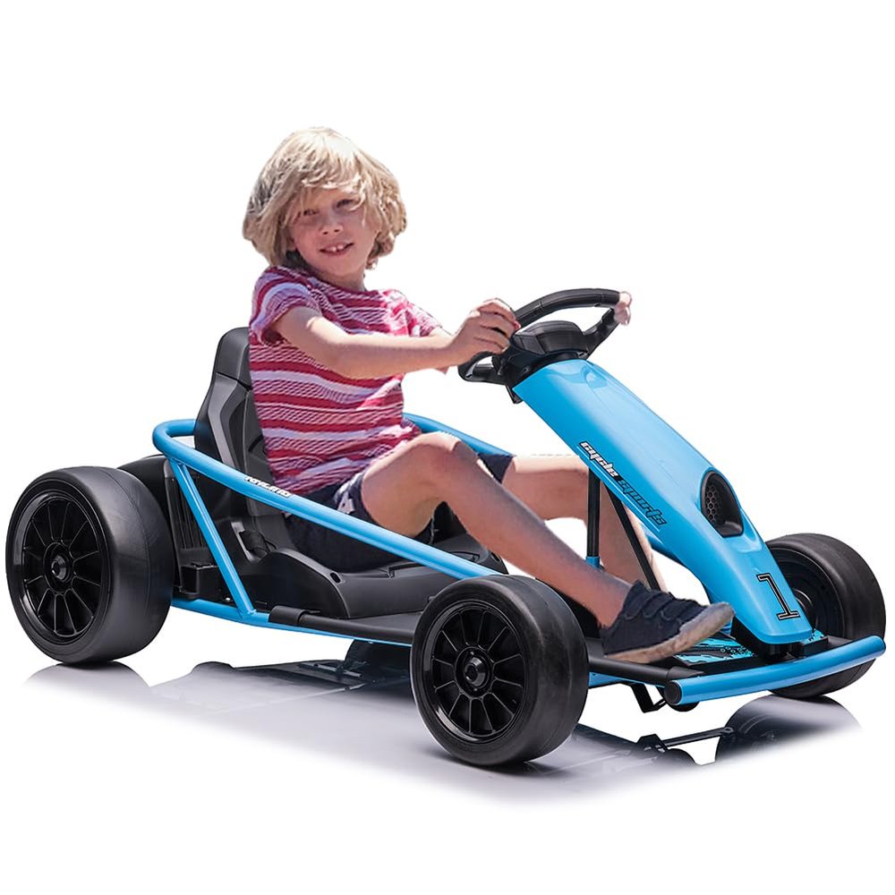24V Kids Go-Kart, High-Speed Electric Go Kart for Kids with 2 Powerful Motors, Parental Speed Control, 8-14 Years, 155 Lbs Weight Capacity, for Backyard Racing & Drifting