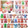 24 Pack Valentines Day Gifts for Kids Classroom, Cute Animal Mochi Squishies Toys with Valentine Cards, Stress Relief Fidget Squeeze Toys for School Classroom Exchange Party Favors Goodie Bag Stuffers view 1
