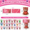 24 Pack Valentines Day Gifts for Kids Classroom, Cute Animal Mochi Squishies Toys with Valentine Cards, Stress Relief Fidget Squeeze Toys for School Classroom Exchange Party Favors Goodie Bag Stuffers view 3