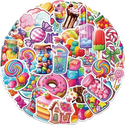100/50PCS Cute Rainbow Candy Stickers Aesthetic Colorful Decoration Decals DIY Scrapbooking Stationery School Supplies for Kid(50PCS)