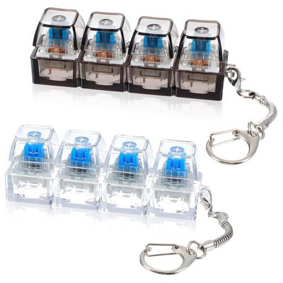 2Pcs Keyboard Fidget Toy, Keyboard Fidget Keychain 4-in-1 Keyboards Decompression Button Finger Clicker Toys, Sensory Fun Toys Button Stress Relief Fidgets Gifts