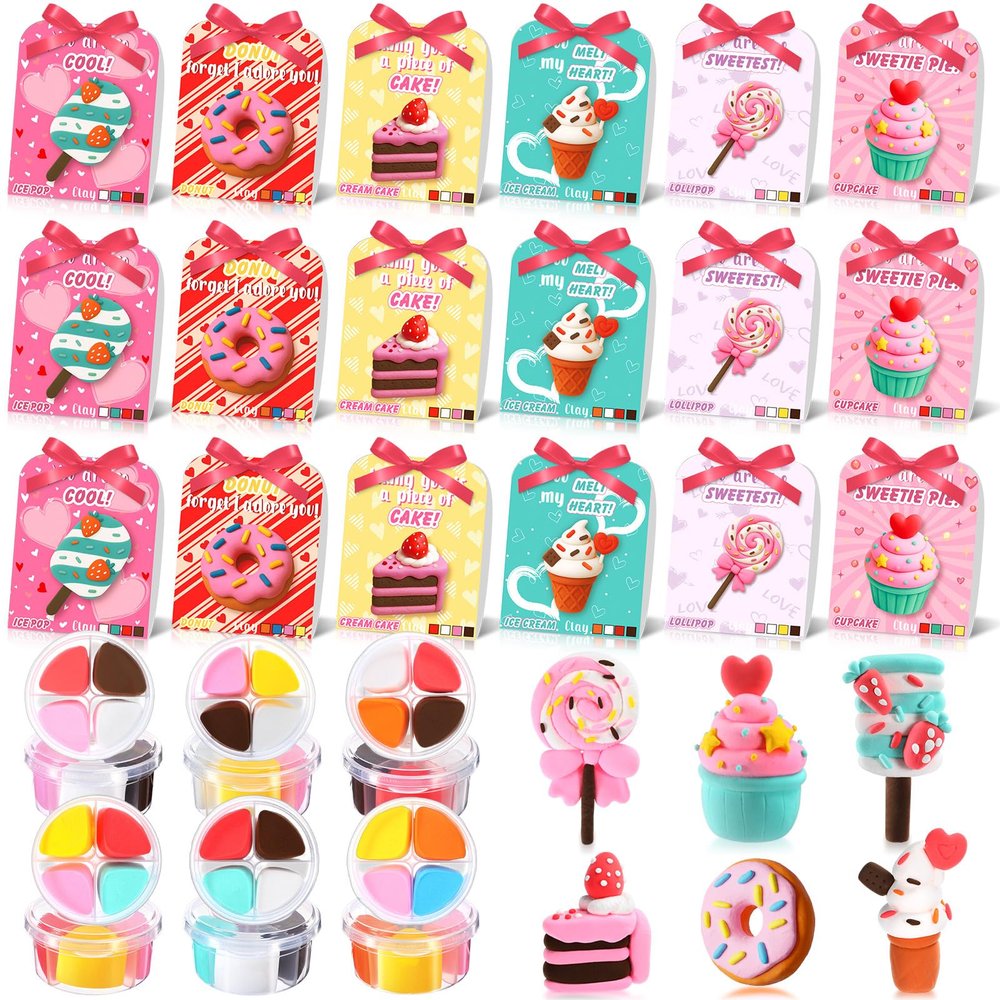 Capoda 30 Sets Valentine's Day DIY Craft Kit Air Dry Clay Kits DIY Modeling Clay Valentine Art Crafts Gifts Set for Party Favors Home Art Projects Fun Activities Supplies