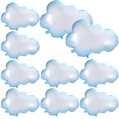 10PCS Cloud Balloons - Blue Edge White Clouds Decorations Foil Balloons, Large Cloud Party Decorations For Birthday Baby Shower Wedding Theme Party