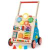 HUZU Wooden Baby Walker with Wheels, Montessori Push and Pull Activity Center for Toddlers, Adjustable Height & Speed, Learning Toy for 6-12 Months 1-3 Years Old Boys and Girls (Rainbow) view 1
