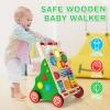 HUZU Wooden Baby Walker with Wheels, Montessori Push and Pull Activity Center for Toddlers, Adjustable Height & Speed, Learning Toy for 6-12 Months 1-3 Years Old Boys and Girls (Rainbow) view 2