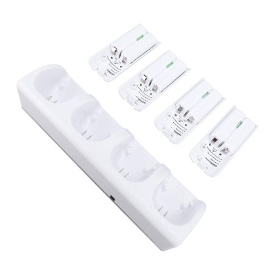 Pomya Controller Charger Dock Station for Remotes - Efficient Charging with 4 Pack 2800mAh Batteries - Convenient for Gamers ABS Material (White)