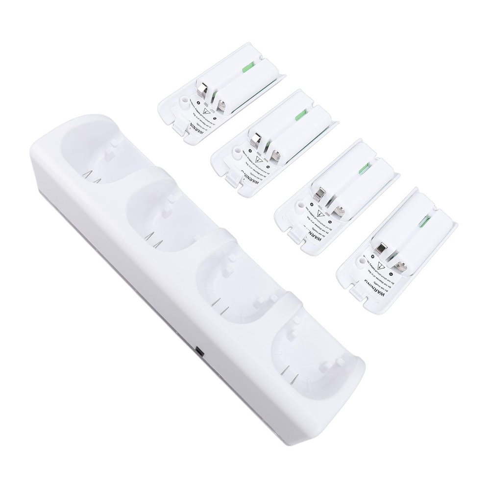 Pomya Controller Charger Dock Station for Remotes - Efficient Charging with 4 Pack 2800mAh Batteries - Convenient for Gamers ABS Material (White)