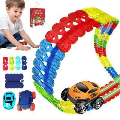 Anti Gravity Race Track with Car, Defy Gravity, 360 Electric Climbing Car Race Tracks with Lights, Flexible Race Track, Multicolor Glow in The Dark Race Car Track Set (46pcs)