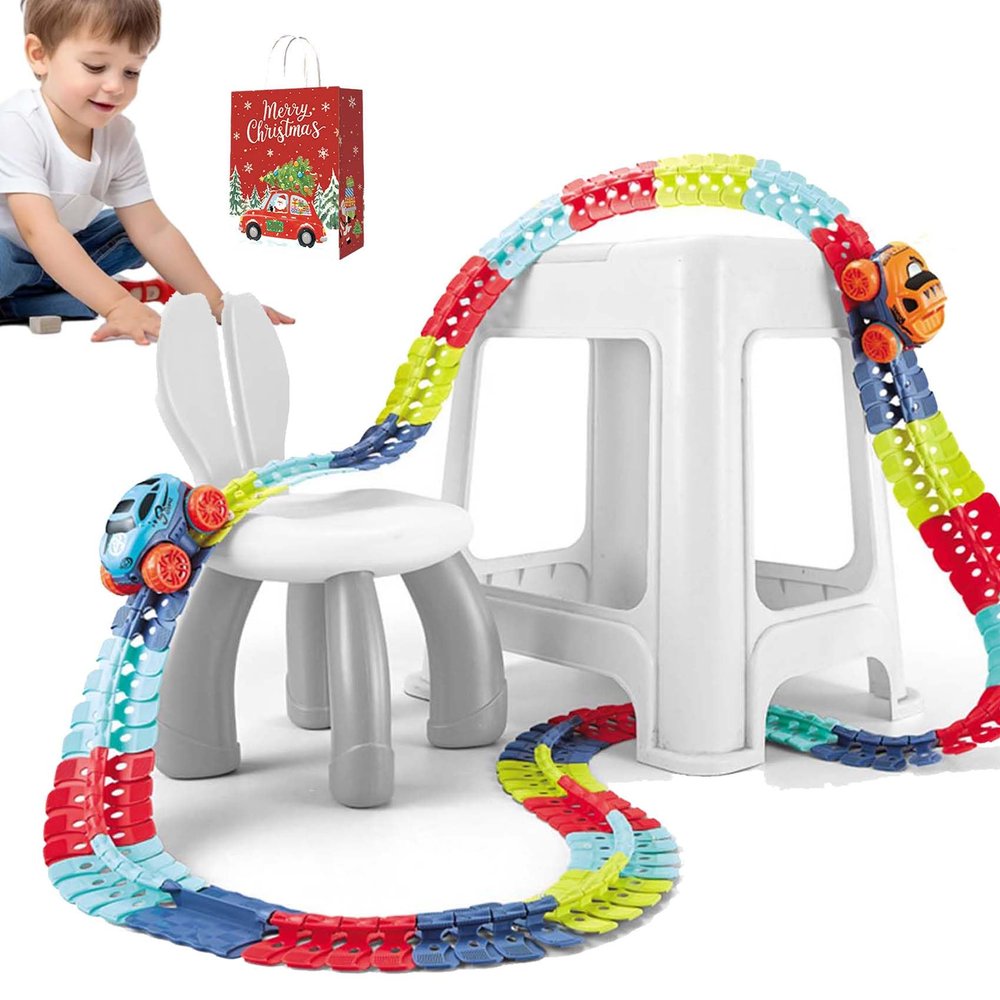 Anti Gravity Race Track with Car, Defy Gravity, 360 Electric Climbing Car Race Tracks with Lights, Flexible Race Track, Multicolor Glow in The Dark Race Car Track Set (138pcs)