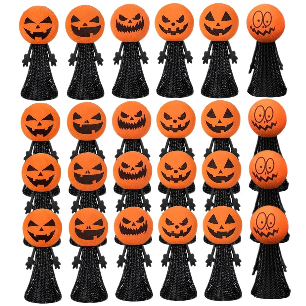 Gcroet 24Pcs Jumping Toys 6 Expressions Spring Launchers Toys Novelty Pumpkin Head Halloween Party Favors Halloween Bulk for Kids Treat or Trick, Party and Prizes...