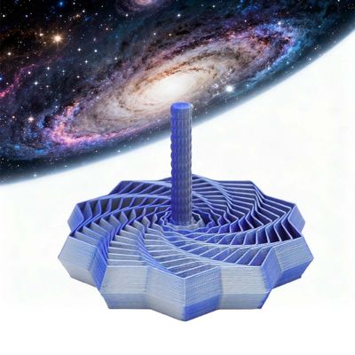 3D Printed Expanded Sensory Fidget Star, Stress Relief Colorful Spinning Tower Toy, Fractal Fidget Hexagon with Handles for Office Desks, Perfect for Holiday Christmas(Blue-Silver,6.9in)