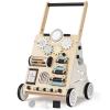 HUZU Wooden Baby Walker with Wheels, Montessori Push and Pull Activity Center for Toddlers, Adjustable Height & Speed, Learning Toy for 6-12 Months 1-3 Years Old Boys and Girls (Nature Wood) view 1