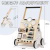 HUZU Wooden Baby Walker with Wheels, Montessori Push and Pull Activity Center for Toddlers, Adjustable Height & Speed, Learning Toy for 6-12 Months 1-3 Years Old Boys and Girls (Nature Wood) view 4