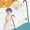 100 Days of School Costume for Girls Kids 100th Day of School Outfit 100 Year Old Outfit Grandma Granny Dress Up Old Lady Costume Accessory with Wig, knit Shawl,Glasses, Cane, Grandma Cosplay Kit view 3