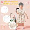 100 Days of School Costume for Girls Kids 100th Day of School Outfit 100 Year Old Outfit Grandma Granny Dress Up Old Lady Costume Accessory with Wig, knit Shawl,Glasses, Cane, Grandma Cosplay Kit view 4