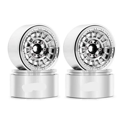 1. 9" CNC Aluminum Multi Spoke Wheels W1902 Compatible With 1 10 Scale RC Crawler Cars(Chrome)