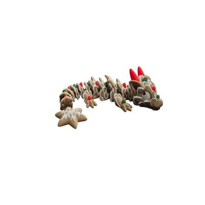 3D Printed Christmas Themed Sugar Cookie Dragon, Fantasy Gift, Cinderwings (6")