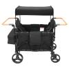 4 Seater Folding Wagon Stroller, 3 in 1 Push Pull Collapsible Stroller with 5-Point Safety Harness, Adjustable Canopy & Ample Organizer, All-Terrain Wagon for Parks, Beaches, and Camping view 1