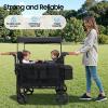 4 Seater Folding Wagon Stroller, 3 in 1 Push Pull Collapsible Stroller with 5-Point Safety Harness, Adjustable Canopy & Ample Organizer, All-Terrain Wagon for Parks, Beaches, and Camping view 2