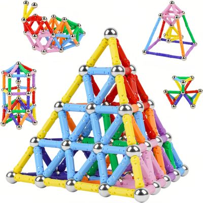 Nuorao 158Pcs Magnetic Building Sticks Blocks, Magnet Educational Toys STEM Toys Learning for Kids, 3D Construction Building Toy with Storage Bag
