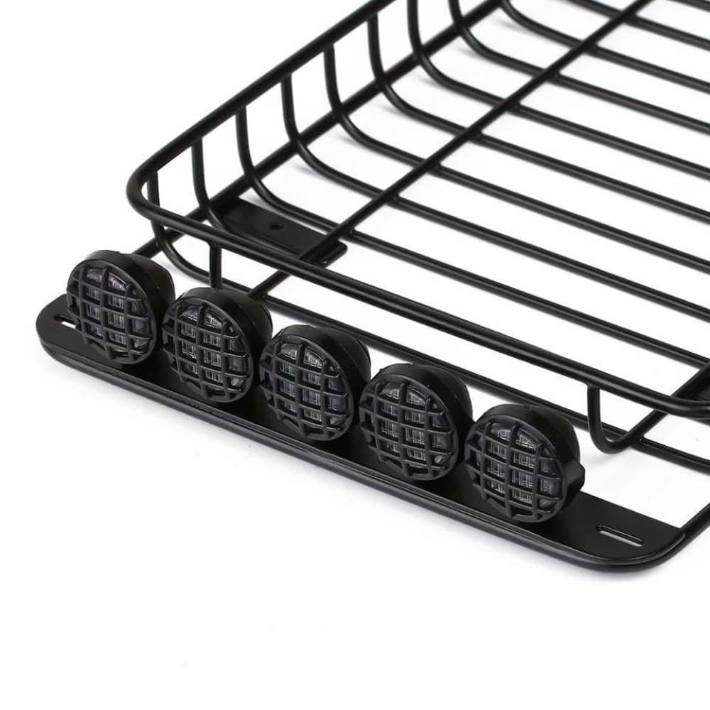 1/10 RC Crawler Car Metal Roof Rack 232x145mm with 5 LED Lights Compatible with 90046 III AXI03007 Models(YQLXJ-02A)