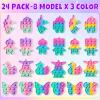 24PCS Unicorn Pop Fidget Keychain Valentines Day Cards for Kids School Classroom Valentine Day Exchange Gifts Pop Sensory Stress Toys for Toddlers Boys Girls Party Favor Goodie Bags Stuffer Treat Bulk view 3