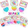 30PCS Heart Pop Fidget Keychain Valentines Day Cards for Kids School Classroom Valentine Day Exchange Gifts Pop Sensory Stress Toys for Toddlers Boys Girls Party Favors Goodie Bags Stuffers Treat Bulk view 1