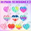 30PCS Heart Pop Fidget Keychain Valentines Day Cards for Kids School Classroom Valentine Day Exchange Gifts Pop Sensory Stress Toys for Toddlers Boys Girls Party Favors Goodie Bags Stuffers Treat Bulk view 3