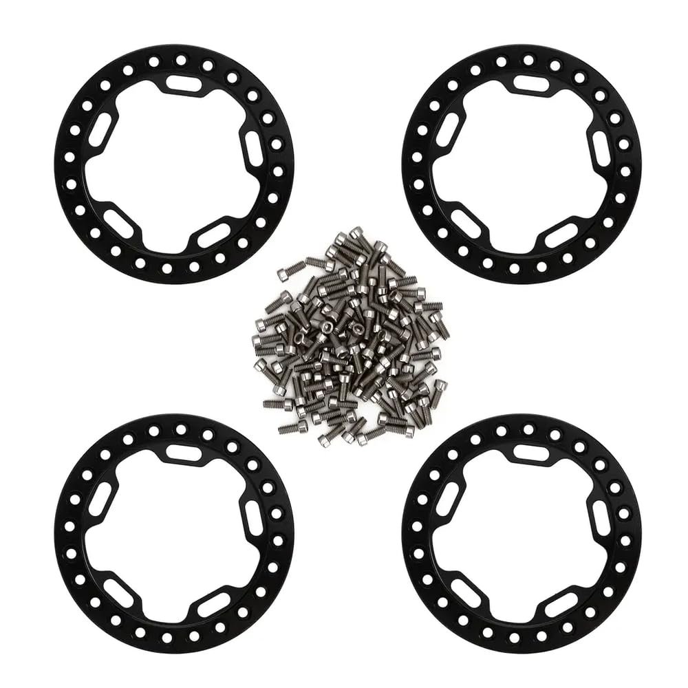 4Pcs Aluminum 1. 9 Inch Wheel Outer Beadlock Ring Compatible with 1 10 Scale RC Crawler Fits 90046 1. 9 Wheel Rims(1.9 Black)