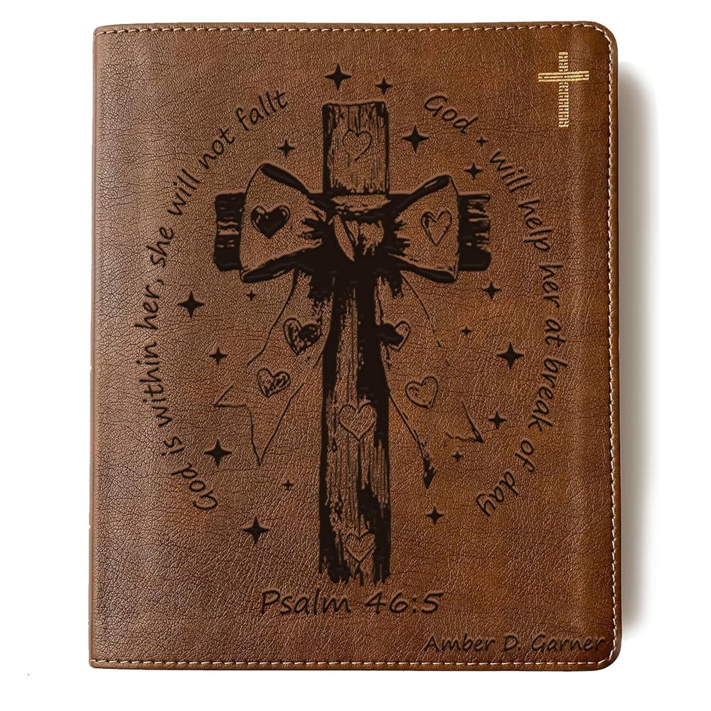sinfinate Personalized NIV Journaling Bible with Custom Name Engraving, Christian Gift for Men, Women(Bow cross)
