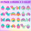 24PCS Dinosaur Pop Fidget Keychain Valentines Day Cards for Kids School Classroom Valentine Day Exchange Gifts Pop Sensory Stress Toy for Toddlers Boys Girls Party Favor Goodie Bags Stuffer Treat Bulk view 2