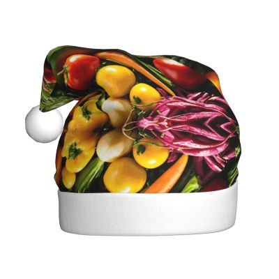 aabkjgfr Vegetable Fruit Print Adult Santa Hat,Soft And Comfortable Santa Hat,Suitable For New Year'S Holiday Parties,Indoors And Outdoors.