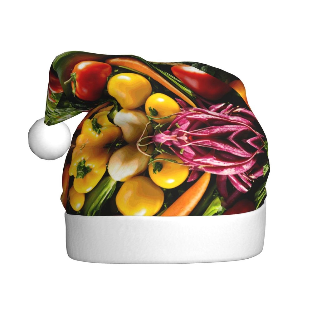 aabkjgfr Vegetable Fruit Print Adult Santa Hat,Soft And Comfortable Santa Hat,Suitable For New Year'S Holiday Parties,Indoors And Outdoors.