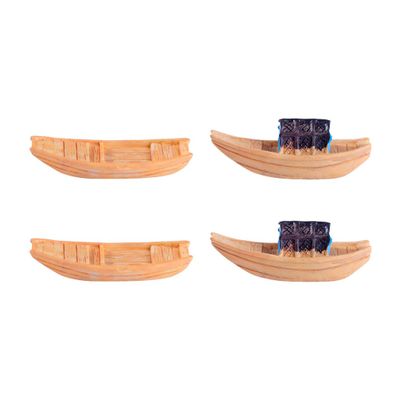 4Piece Miniature Resin Sailboat Ornaments  Wooden Ship Figurines for Fairy Garden, Aquarium & Fish Tank Decor, Dollhouse Accessories, Micro Ocean Landscape & Home Nautical Decoration (Brown