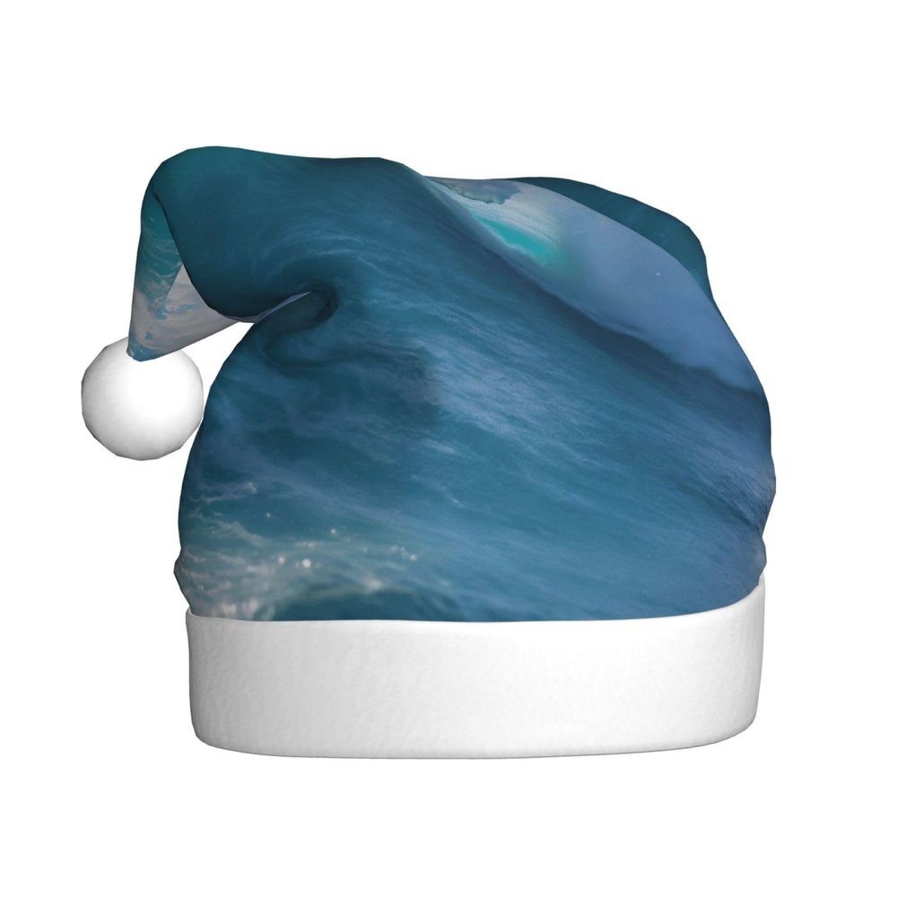 aabkjgfr Ocean Sea Wave Print Adult Santa Hat,Soft And Comfortable Santa Hat,Suitable For New Year'S Holiday Parties,Indoors And Outdoors.