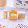 10 Pieces Miniature Dollhouse Furniture Collection, Living Room and Bedroom Set with Chairs, Sofa, Cabinet, Decorative Accessories, Tan and White view 3