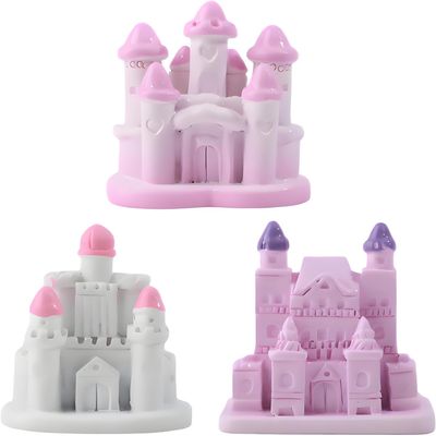 3Pack Miniature Dreamy Castle Figurines  Fairy Tale House Figures, Resin Fantasy Miniature Cake Toppers for DIY Fairy Garden, Micro Landscape, Party Cake Display, Desktop & Creative Craft Projects(D)