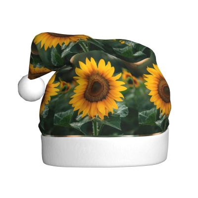 aabkjgfr Beautiful Sunflower Print Adult Santa Hat,Soft And Comfortable Santa Hat,Suitable For New Year'S Holiday Parties,Indoors And Outdoors.