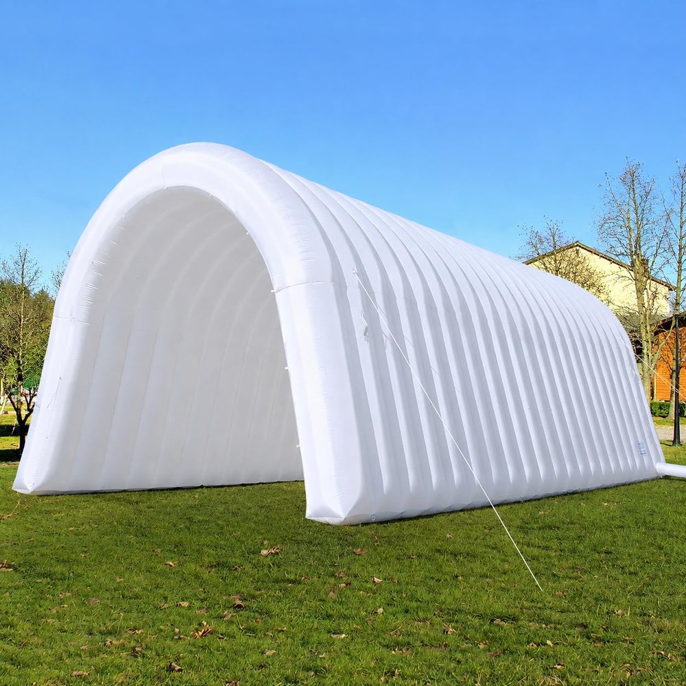 GR8FUN 24x10x10FT Inflatable Sports Tunnel Entrance White with Blower, Event Giant Inflatable Tunnel Tent for Team Intros, Business Promotion, Trade Shows, Advertising & Exhibitions