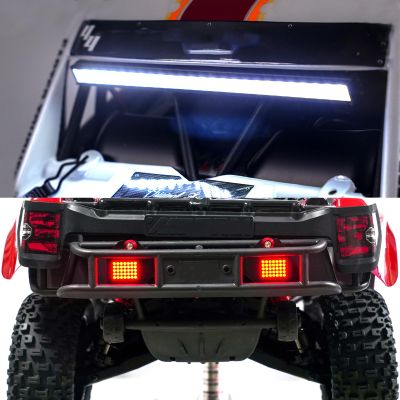 Aluminum Top Light & Carbon Fiber Rear Light Kit for Arrma 4S 1/8 Mojave,Durable Top LED Lamp Bar for 1/8 Scale Mojave Arrma 4S Upgrade Set RC Car Parts Accessories