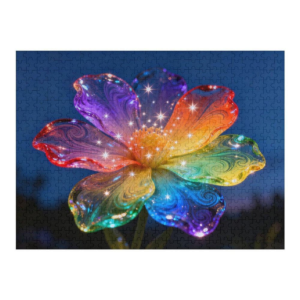 Diamond Rose and Starlight Butterfly Jigsaw Puzzle 1000 Pieces Enchanted Garden Scene, Elegant Art Puzzle for Relaxation or Wall Decoration