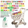 Jovow 102pcs Kids Shopping Cart Trolley Play Set with Pretend Food and Accessories,Perfect for Ages 3+ Pretend Play and Role-Playing GamesKhaki view 1