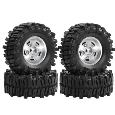 STMU (4PCS) RC 1.3 Aluminum Beadlock Wheels and Tires for 1/24 SCX24 1/18 TRX4M RC Crawler Cars (Tires and Wheels(black))